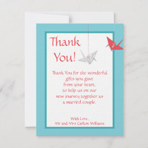 Chic Origami Birds Wedding Danke Karte