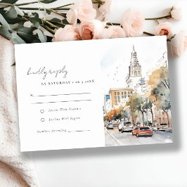 Chic Orlando Florida Skyline Hochzeit der Wasserfa RSVP Karte