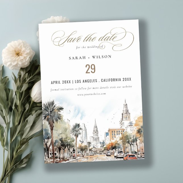 Chic Orlando Florida Skyline Hochzeit der Wasserfa Save The Date (Von Creator hochgeladen)