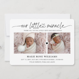Chic Our Little Miracle Foto Collage Birth Ankündigung