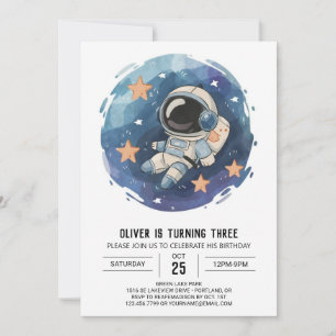 Chic Outerspace Cosmic Astronaut Boy Geburtstag Einladung