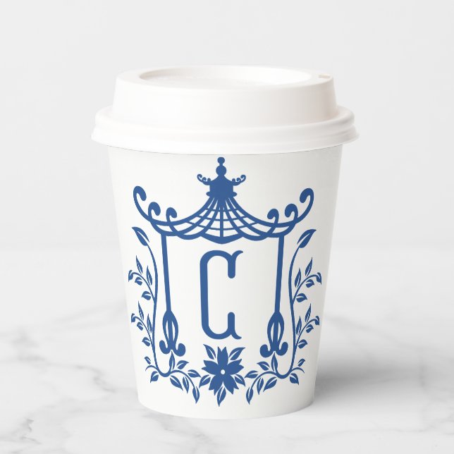 Chic Pagoda Monogram C Paper Cups Pappbecher (Vorderseite)