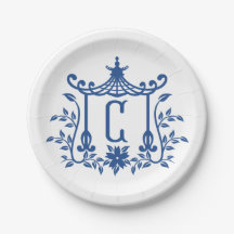 Chic Pagoda Monogram C Paper Plate
