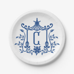Chic Pagoda Monogram C Paper Plate Pappteller