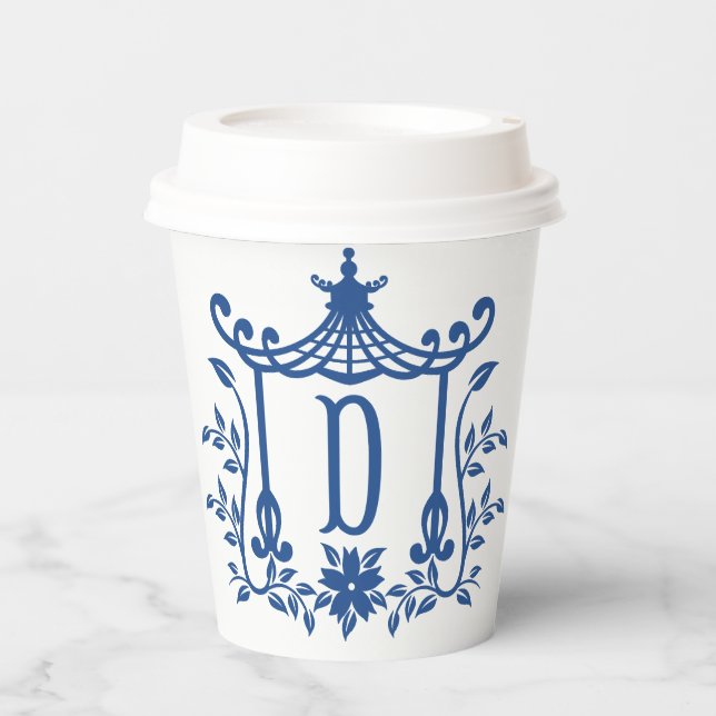 Chic Pagoda Monogram D Paper Cups Pappbecher (Vorderseite)