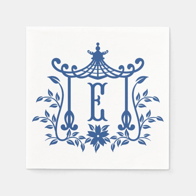 Chic Pagoda Monogram E Napkins Serviette (Vorderseite)