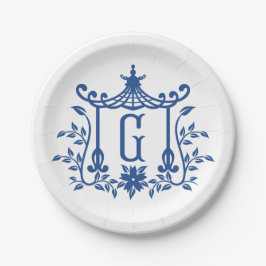 Chic Pagoda Monogram G Paper Plate Pappteller