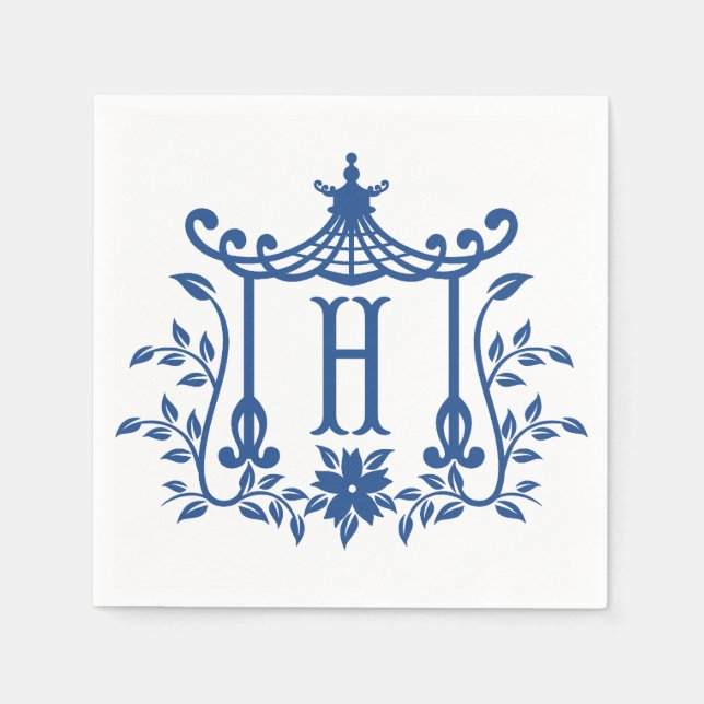 Chic Pagoda Monogram H Napkins Serviette (Vorderseite)