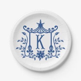 Chic Pagoda Monogram K Paper Plate Pappteller