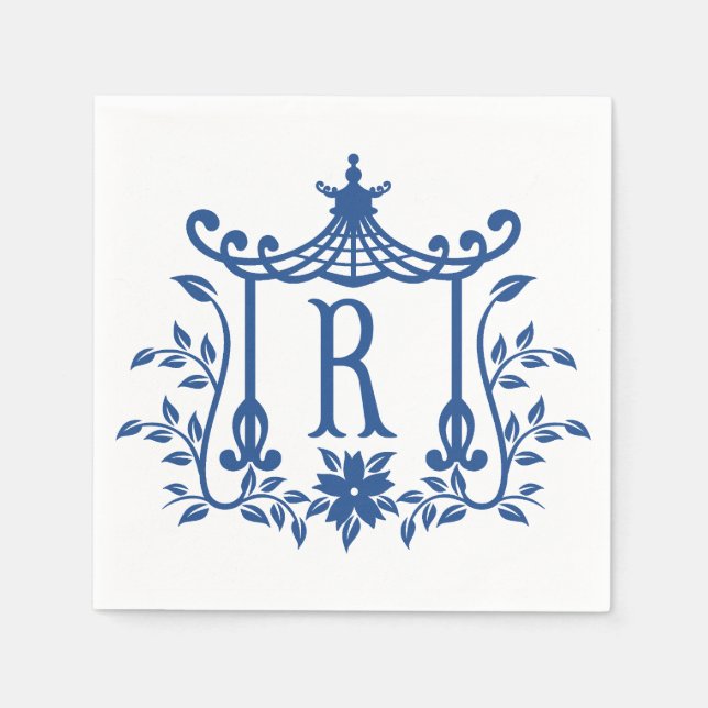 Chic Pagoda Monogram R Napkins Serviette (Vorderseite)