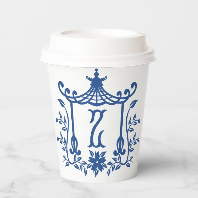Chic Pagoda Monogram Z Paper Cups Pappbecher (Vorderseite)