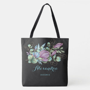 Chic Painted floral Mit Monogramm Tote Bag