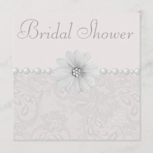 Chic Paisley Lace, Blume & Pearls Brautparty Einladung