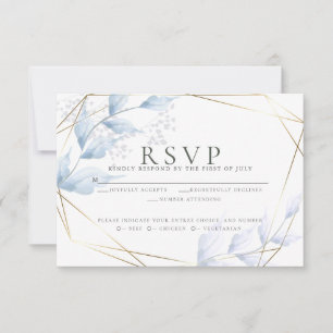 Chic Pale Lilac und Dusty Blue Foliage RSVP Karte