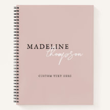 Chic Pale Pink Beige Script Typografie-Notebook