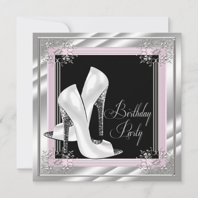 Chic Pale Pink Geburtstagsparty Einladung (Vorderseite)