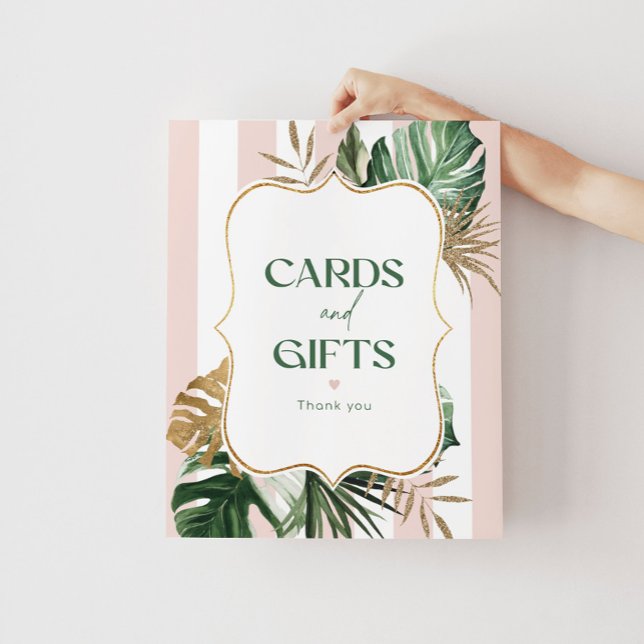 Chic palm rosa Streifen Bridal Karten und Geschenk Poster (Von Creator hochgeladen)