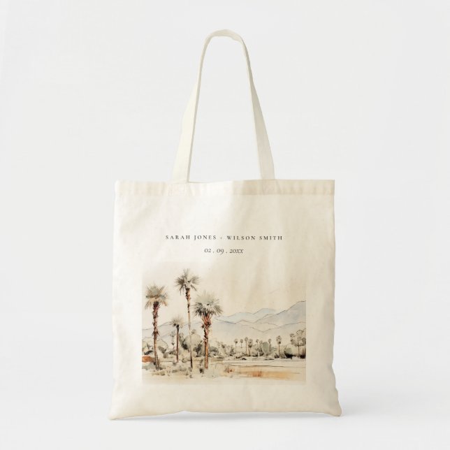 Chic Palm Springs California Landschaft Hochzeit Tragetasche (Vorne)