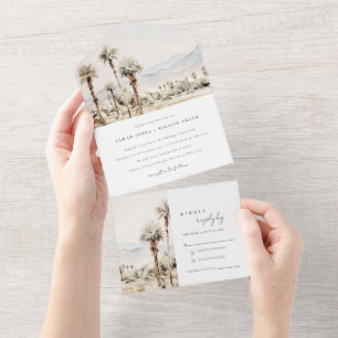 Chic Palm Springs Kalifornien Landschaft Hochzeit All In One Einladung