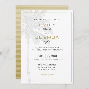 Chic Palm Tree & Gold Hochzeitskarte Einladung