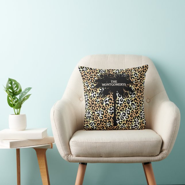Chic Palm Tree on Leopard Print Kissen (Stuhl )