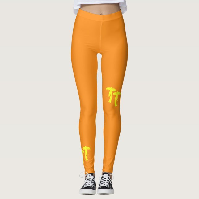 Chic Palm Trees - Orange & Yellow Leggings (Vorderseite)