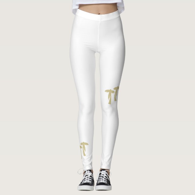 Chic Palm Trees - White Leggings (Vorderseite)