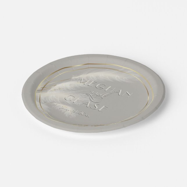 Chic Pampas Grass Pappteller (Schrägansicht)