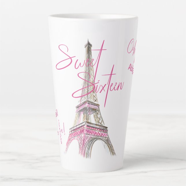 Chic Paris Eiffel Tower Personalisiert 16 . Geburt Milchtasse (Vorderseite)