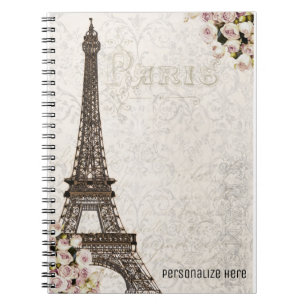 Chic Paris Eiffel Tower & Rose Elegante Custom Notizblock