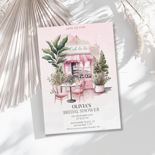 Chic, Paris, französisches Café Brautparty Einladung (Von Creator hochgeladen)