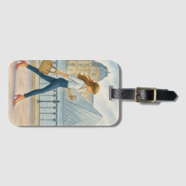 Chic Paris Girl by Louvre Luggage Tag Gepäckanhänger