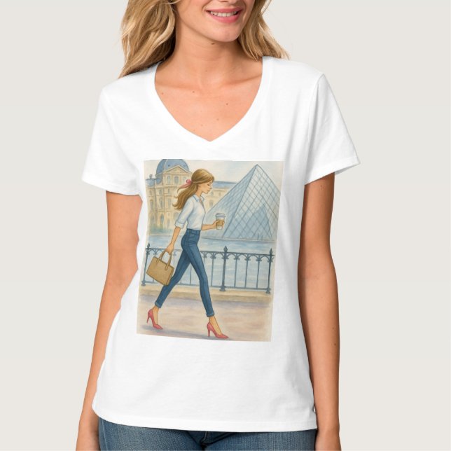 Chic Paris Girl by Louvre T-Shirt (Vorderseite)