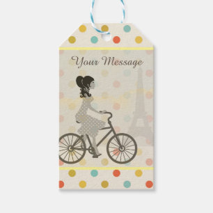 Chic Paris Girl Reiten Bike Dotty Custom Geschenkanhänger