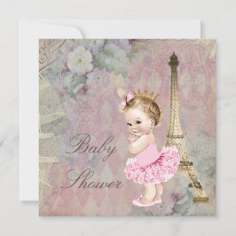 Chic Paris Princess Ballerina Floral Baby Dusche Einladung
