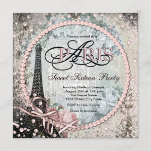 Chic Paris Sweet 16 Party Einladung