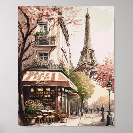 Chic Parisian Café Eiffel Tower Paris Frankreich S Poster