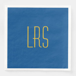 CHIC PARTY PAPIER NAPKIN_LAPIS BLUE SOLID/MONOGRAM SERVIETTE