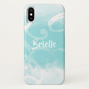 Chic Pastel Blue Watercolor-Wirbel mit Namen Case-Mate iPhone Hülle