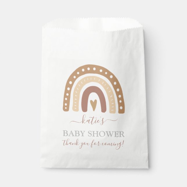 Chic Pastel Brown Rainbow Boho Baby Dusche Geschenktütchen (Vorderseite)