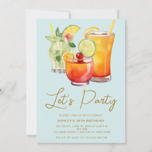 Chic Pastel Cocktail Party Geburtstag Einladung