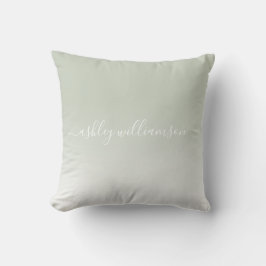 Chic Pastel Green White Ombre Effect Monogram Name Kissen