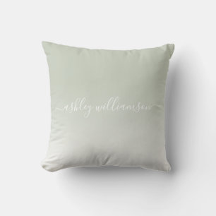 Chic Pastel Green White Ombre Effect Monogram Name Kissen