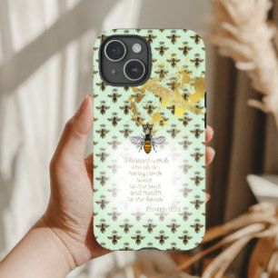 Chic Pastel Grün Gold Biene Matrix Schrift  Case-Mate iPhone Hülle