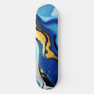 Chic Pastel Imitate aus blauem Gold Marmor Skateboard
