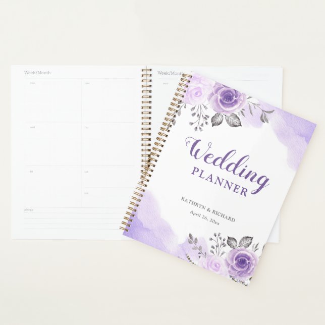 Chic Pastel Lila Rose Garden Wedding Planner Planer (Anzeige)