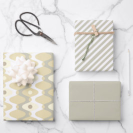 Chic Pastel Mitte des Jahrhunderts Muster Geschenkpapier Set