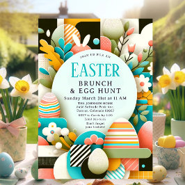 Chic Pastel Moderner Ostern Brunch & Eierjagd Einladung