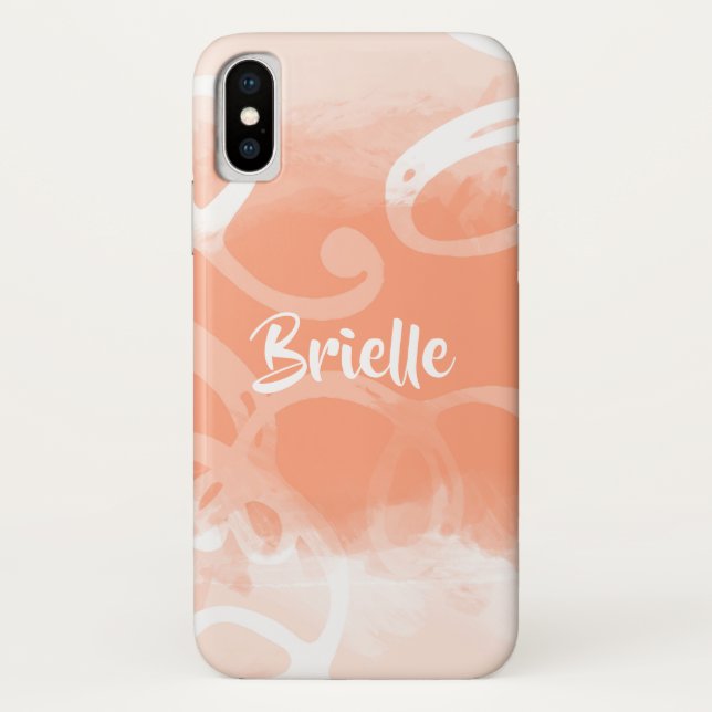 Chic Pastel Orange Wirbel mit Namen Case-Mate iPhone Hülle (Rückseite)