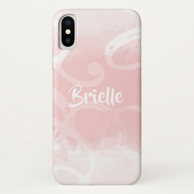 Chic Pastel Pink Aquarell Wirbel mit Namen Case-Mate iPhone Hülle (Rückseite)